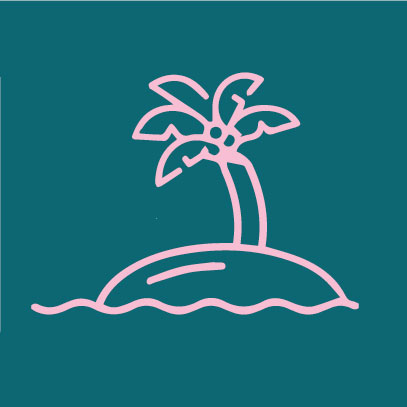 Illustration minimaliste d'une île, symbole de la solitude existentielle